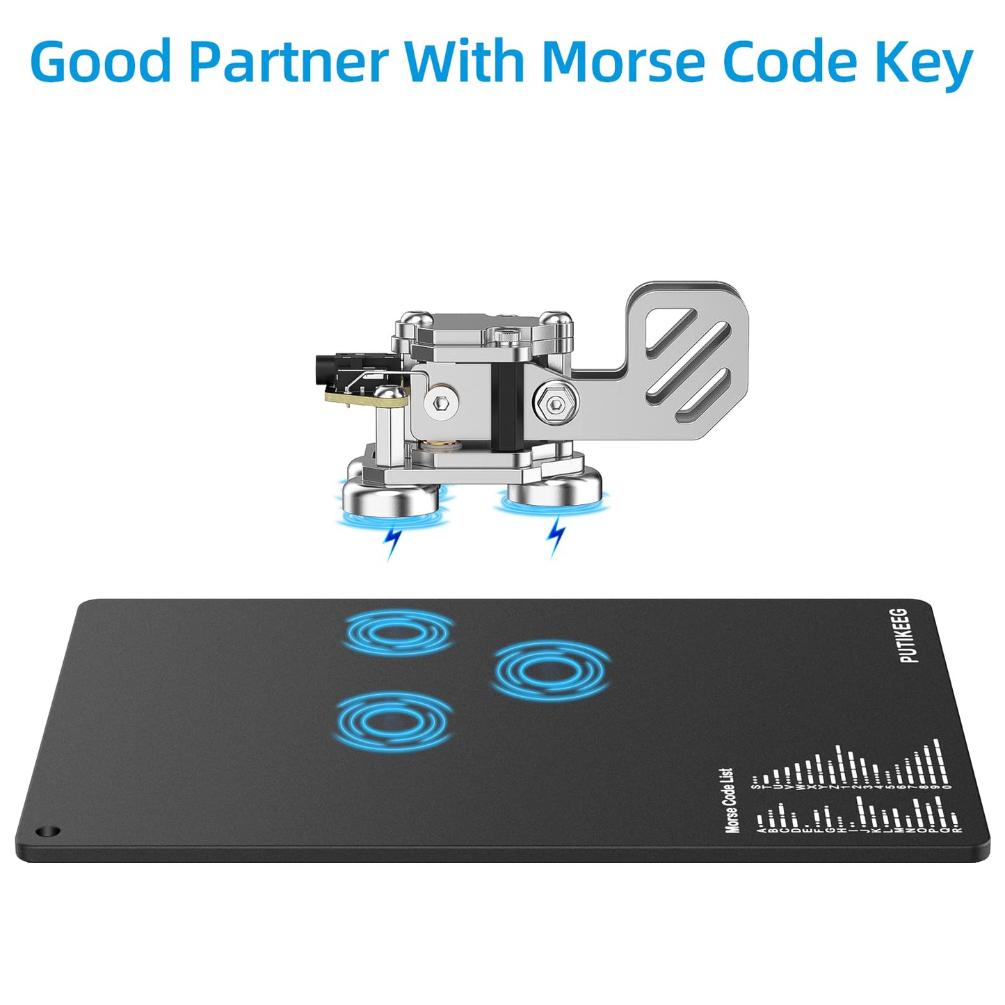 Our Morse Code Key List ;chart for telegram transmission and alphabet testing. Steel plate bottom with non-slip rubber pads for stability. High-quality hardened steel construction ensures durability. Compatible with Morse code keys, ideal for Morse Code applications. for Morse Code enthusiasts, beginners, and outdoor activities.