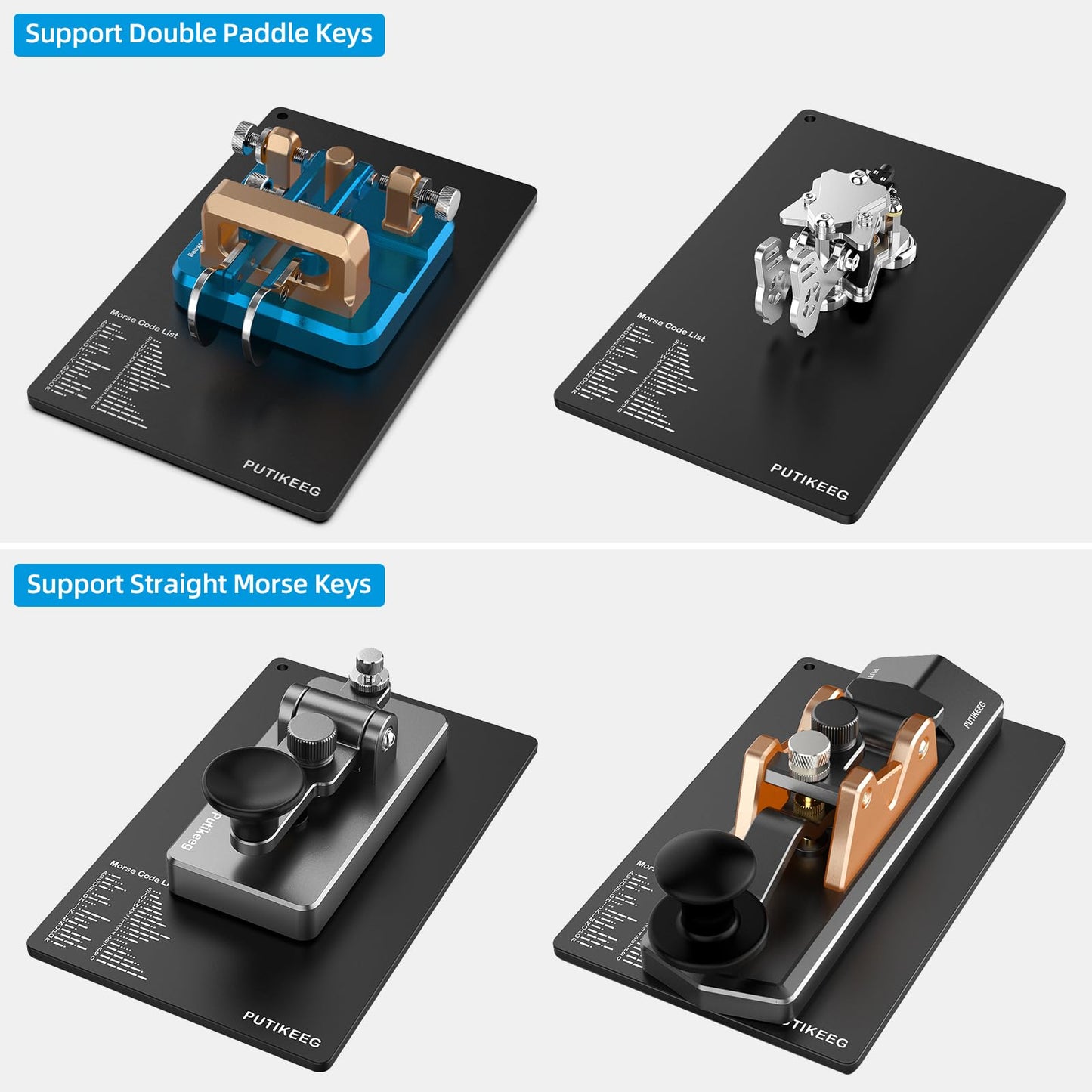 Our Morse Code Key List ;chart for telegram transmission and alphabet testing. Steel plate bottom with non-slip rubber pads for stability. High-quality hardened steel construction ensures durability. Compatible with Morse code keys, ideal for Morse Code applications. for Morse Code enthusiasts, beginners, and outdoor activities.