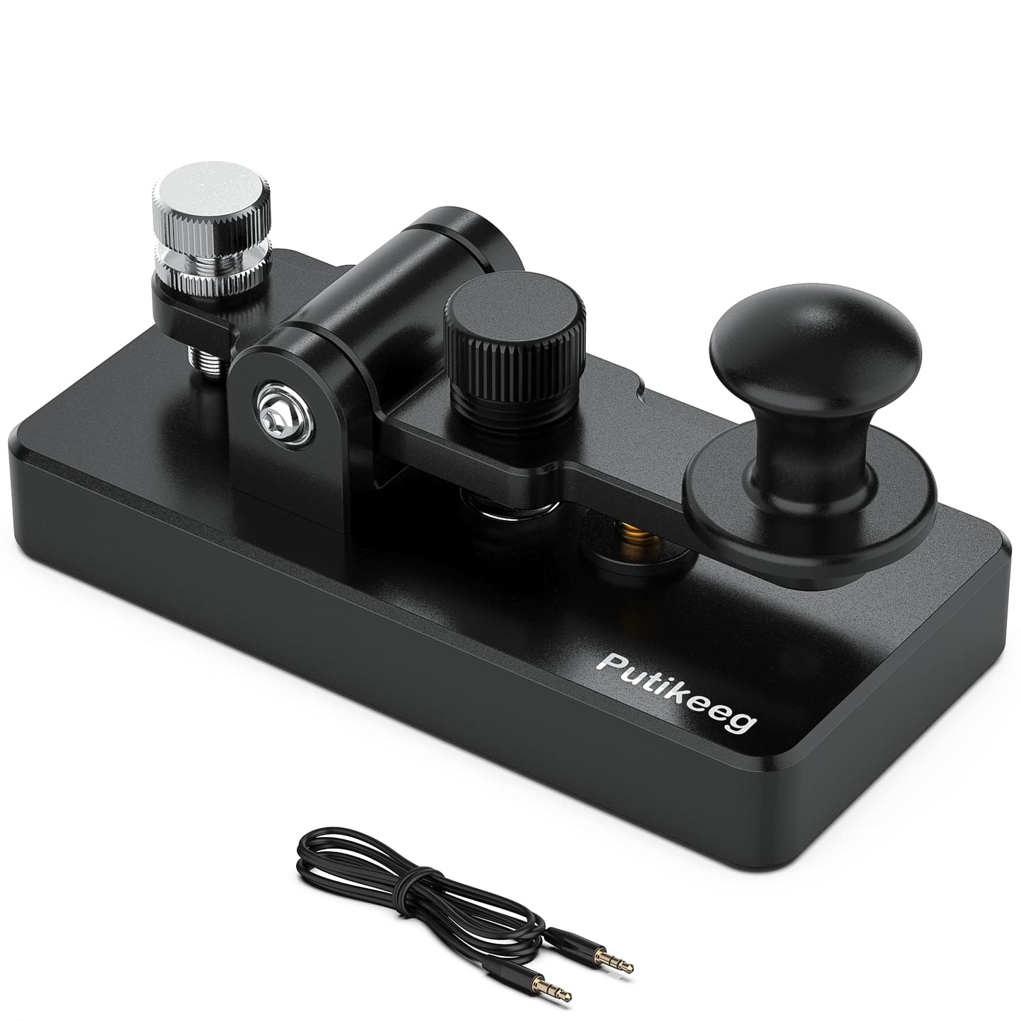 This is the a black Straight Key Morse ;Powerful magnetic return force with dual magnetic circuit. Made of high-quality 6061T6 aluminum alloy for corrosion resistance. Features NMB Japan imported bearings and stainless steel screws.