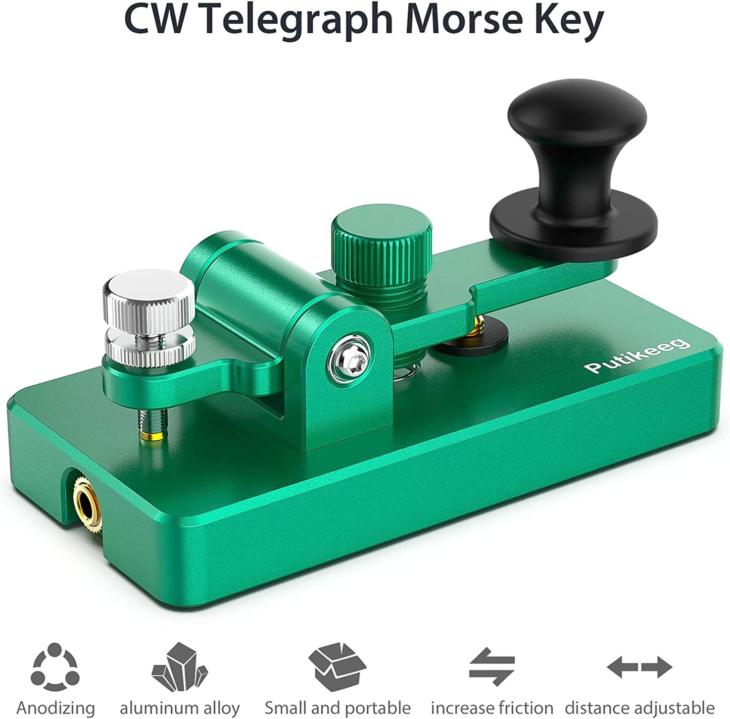 This is the a green Straight Key Morse ;Powerful magnetic return force with dual magnetic circuit. Made of high-quality 6061T6 aluminum alloy for corrosion resistance. Features NMB Japan imported bearings and stainless steel screws.