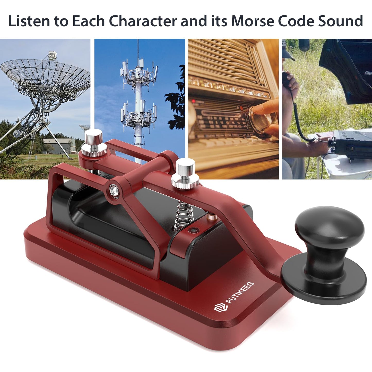 Solid straight key for Morse code enthusiasts, made from 6061T6 aluminum alloy with a corrosion-resistant surface. Features four magnets with silicone pads for stability, adjustable magnetic return, and contact gap. NMB Japan bearings and 304 stainless steel screws ensure durability. Adjustable Dit & DAH paddle distance. Ideal for ham radio, camping, and Morse code practice. Connects to most CW transceivers via data cable. Easy to attach and remove from trainers.