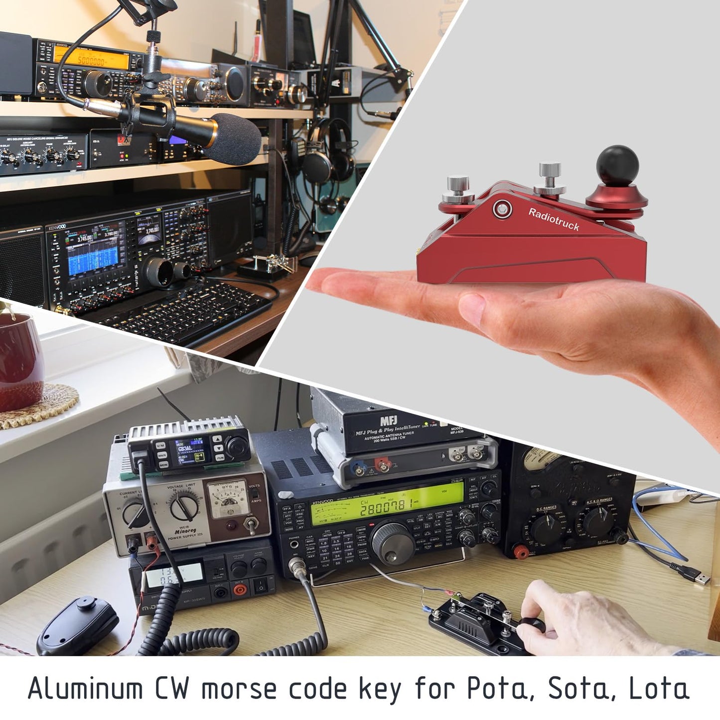 Discover precision with this fully adjustable Morse code key. Crafted from 6061T6 aluminum alloy, anodized for durability. Ergonomic design ensures comfort during extended use. Solid CNC machined from billet aluminum for reliability. Ideal for radio enthusiasts, beginners, and outdoor activities like POTA, SOTA, LOTA. Compact and portable for easy carrying in any radio setup.
