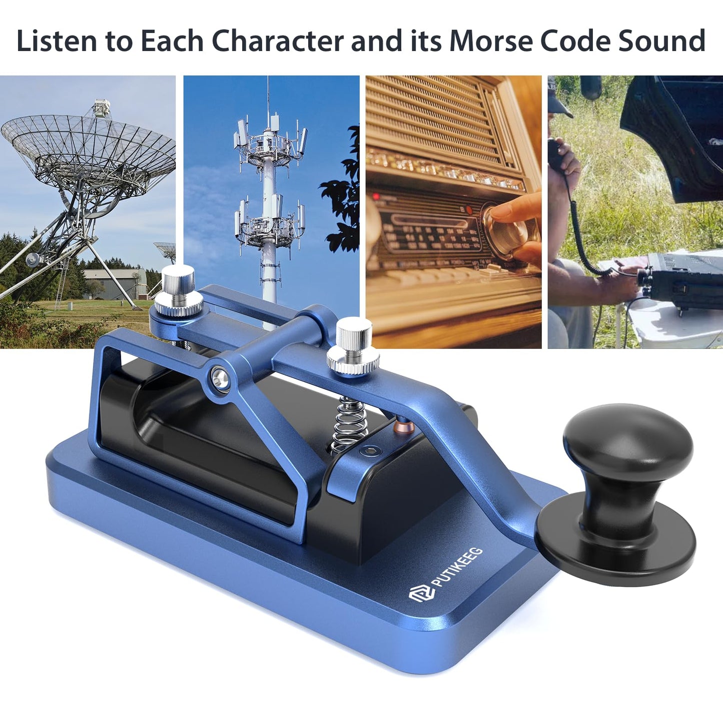 Solid straight key for Morse code enthusiasts, made from 6061T6 aluminum alloy with a corrosion-resistant surface. Features four magnets with silicone pads for stability, adjustable magnetic return, and contact gap. NMB Japan bearings and 304 stainless steel screws ensure durability. Adjustable Dit & DAH paddle distance. Ideal for ham radio, camping, and Morse code practice. Connects to most CW transceivers via data cable. Easy to attach and remove from trainers.