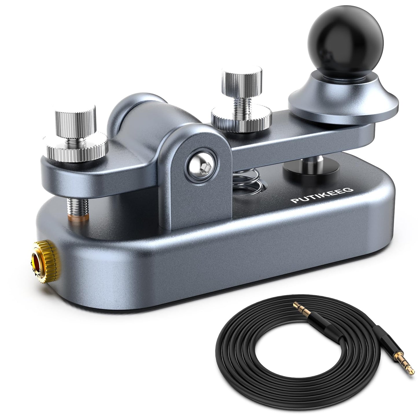 The CW Morse Straight Key Mini offers precise and comfortable Morse code operation. This Straight Key Morse features tool-free paddle adjustment, a powerful magnetic return, and stable silicone foot pads. Made from durable 6061T6 aluminum alloy with NMB Japan bearings and 304 stainless steel screws, it is lightweight and portable, perfect for any radio device.