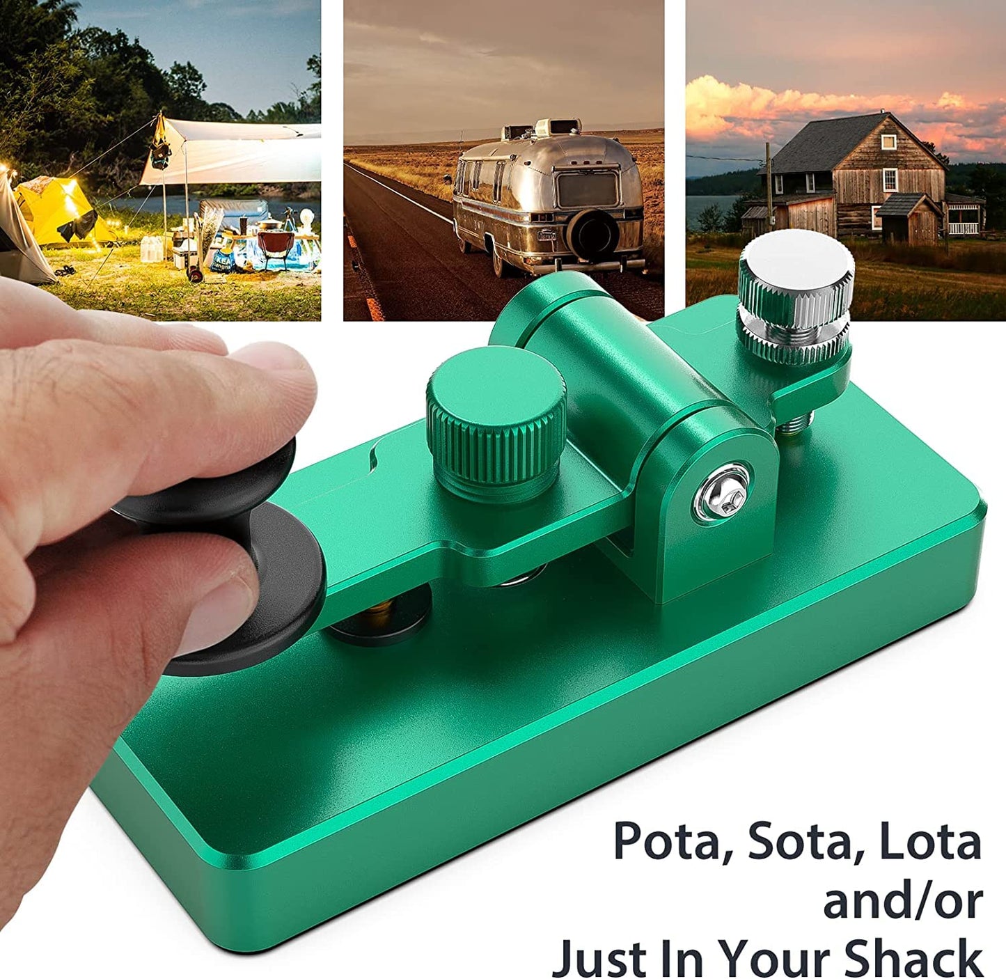 This is the a green Straight Key Morse ;Powerful magnetic return force with dual magnetic circuit. Made of high-quality 6061T6 aluminum alloy for corrosion resistance. Features NMB Japan imported bearings and stainless steel screws.