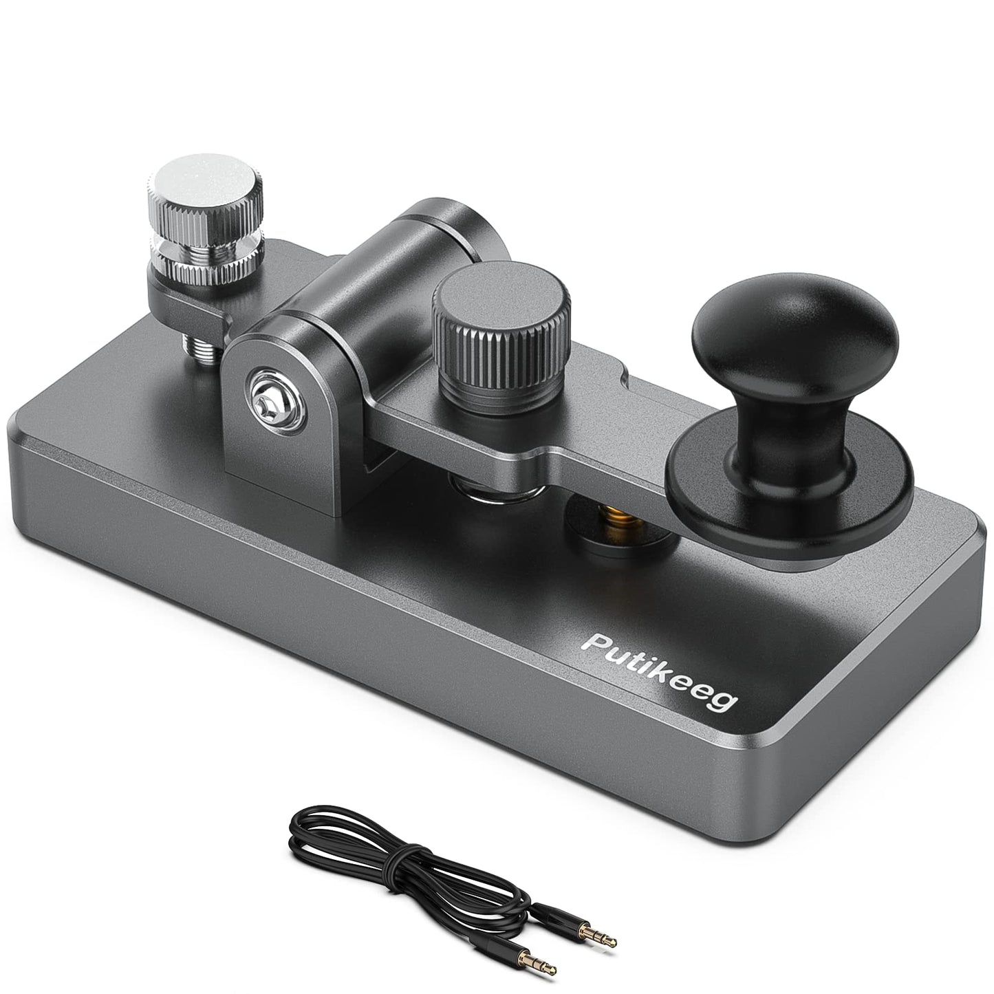 This is the a grey Straight Key Morse ;Powerful magnetic return force with dual magnetic circuit. Made of high-quality 6061T6 aluminum alloy for corrosion resistance. Features NMB Japan imported bearings and stainless steel screws.