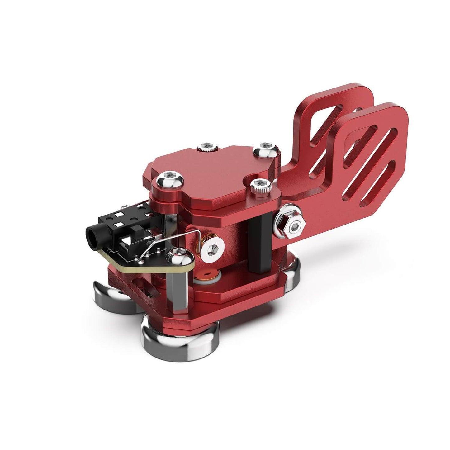 This is red one CW Keyer Automatic Morse Mini Crafted from aluminum, with magnetic paddle for comfortable use. Weighs 0.24LB (106g).perfect for outdoor use. Customize Dit & Dah Paddle Distance for personalized comfort. Features left and right-hand switches for versatile operation. Includes 3.5mm Standard Stereo Receptacle for easy hookup.
