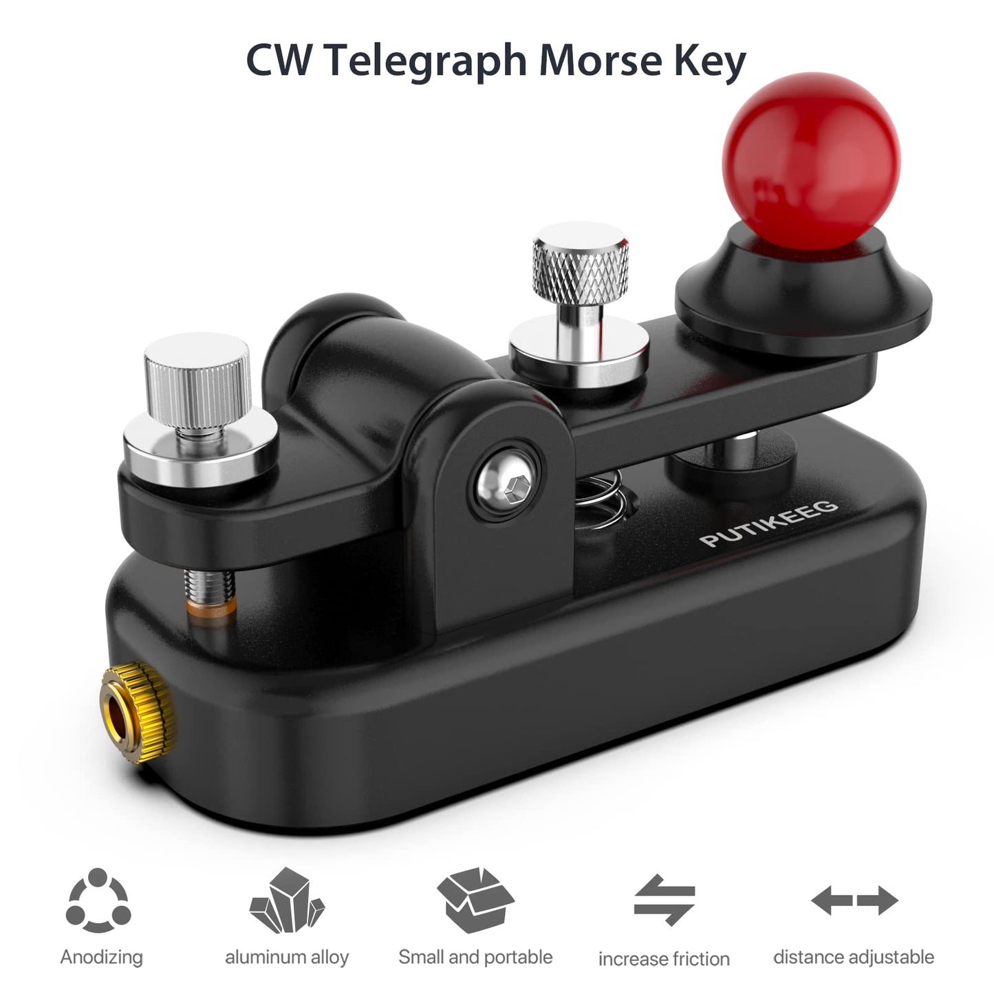 The CW Morse Straight Key Mini offers precise and comfortable Morse code operation. This Straight Key Morse features tool-free paddle adjustment, a powerful magnetic return, and stable silicone foot pads. Made from durable 6061T6 aluminum alloy with NMB Japan bearings and 304 stainless steel screws, it is lightweight and portable, perfect for any radio device.