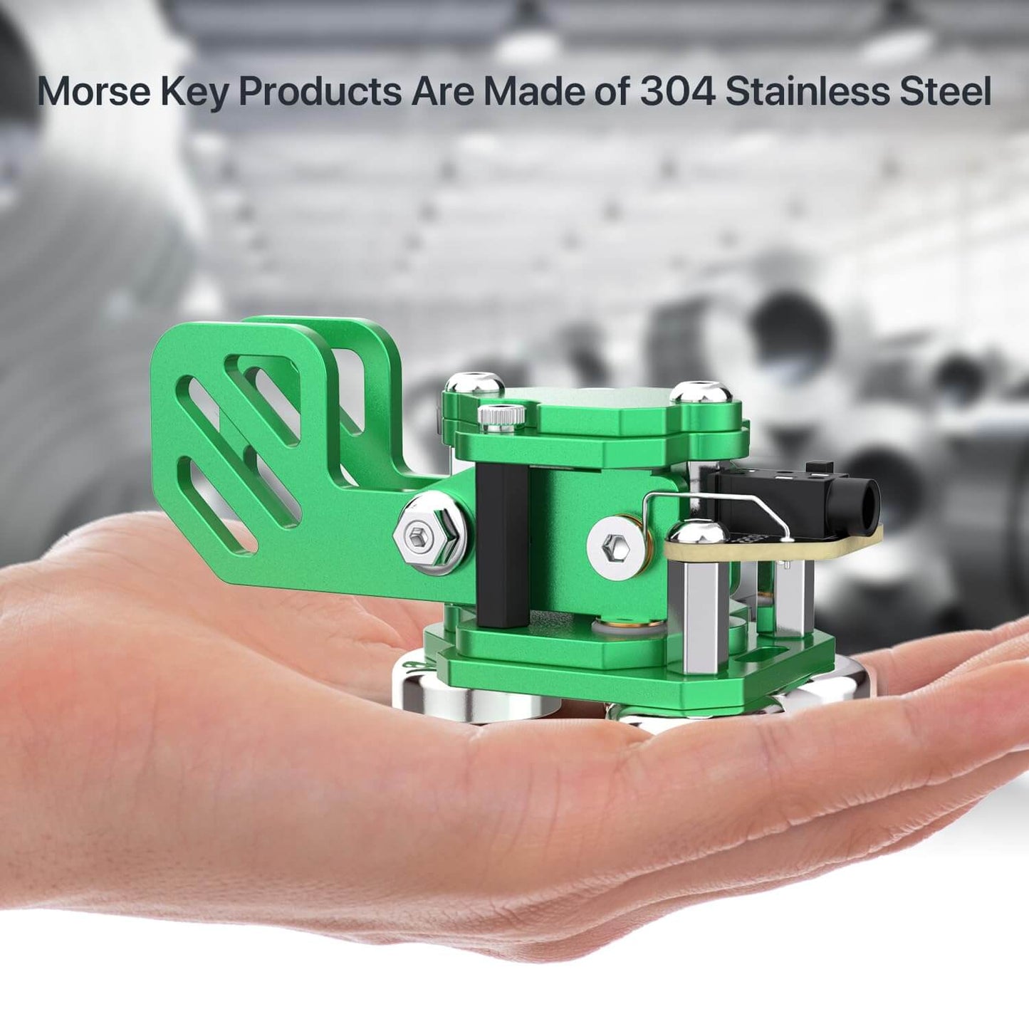 This is green one CW Keyer Automatic Morse Mini Crafted from aluminum, with magnetic paddle for comfortable use. Weighs 0.24LB (106g).perfect for outdoor use. Customize Dit & Dah Paddle Distance for personalized comfort. Features left and right-hand switches for versatile operation. Includes 3.5mm Standard Stereo Receptacle for easy hookup.