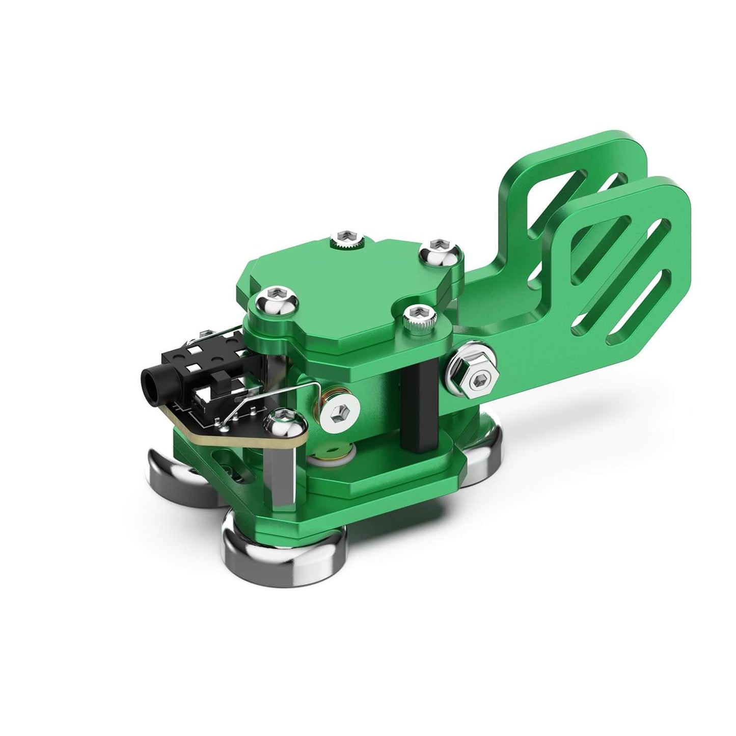This is green one CW Keyer Automatic Morse Mini Crafted from aluminum, with magnetic paddle for comfortable use. Weighs 0.24LB (106g).perfect for outdoor use. Customize Dit & Dah Paddle Distance for personalized comfort. Features left and right-hand switches for versatile operation. Includes 3.5mm Standard Stereo Receptacle for easy hookup.