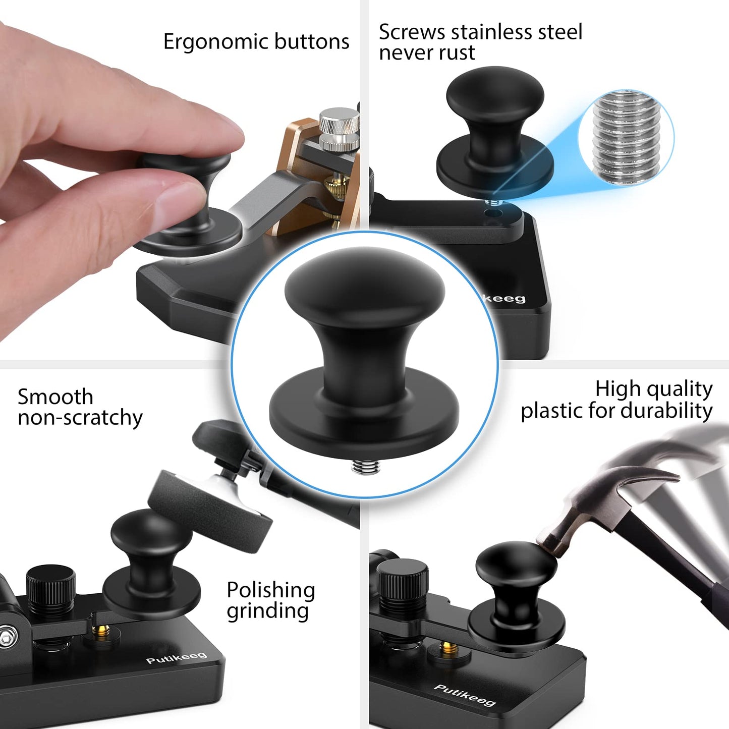 Upgrade your Putikeeg CW Straight Keys; with these replacement head accessories. Enhance your typing experience by improving responsiveness and durability. Easy to install, these buttons will elevate your typing game. This replacement head is compatible with PUTIKEEG most straight key.