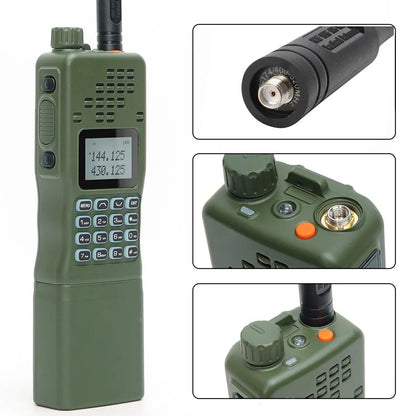 Professional two way radio: 15W power, VHF/UHF frequencies, 128 channels, LCD display, K-port, SMA-Female compatibility, versatile charging options, advanced features for secure communication. Ideal for reliable long-range communication in any environment.