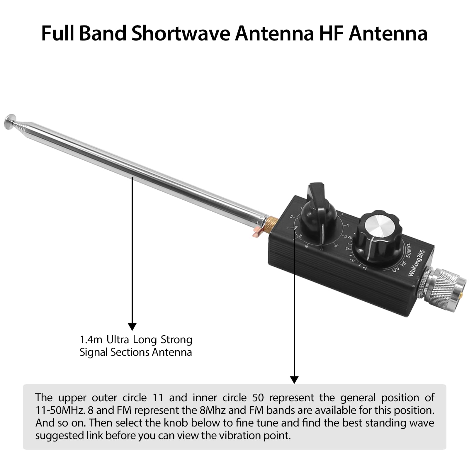 The Shortwave Radio Antenna -7/14/21/29MHZ expands your radio listening options to include shortwave frequencies, increasing the potential for accurate and long-distance communication. With a wider range of frequencies, this antenna allows you to stay connected and informed even in remote locations.