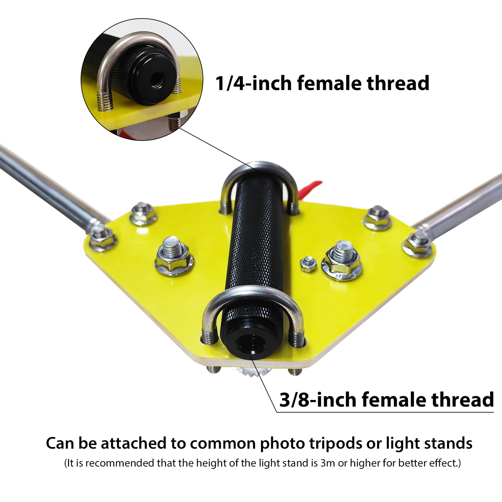 Compact V telescopic antenna base with M connector (S0-239) for direct feeder. Features CNC-cut 5mm epoxy board, M female connector, M10 port. Adjusts for 14-54MHz, 200W. Includes 304 stainless steel fasteners, aluminum alloy rod with knurled finish.