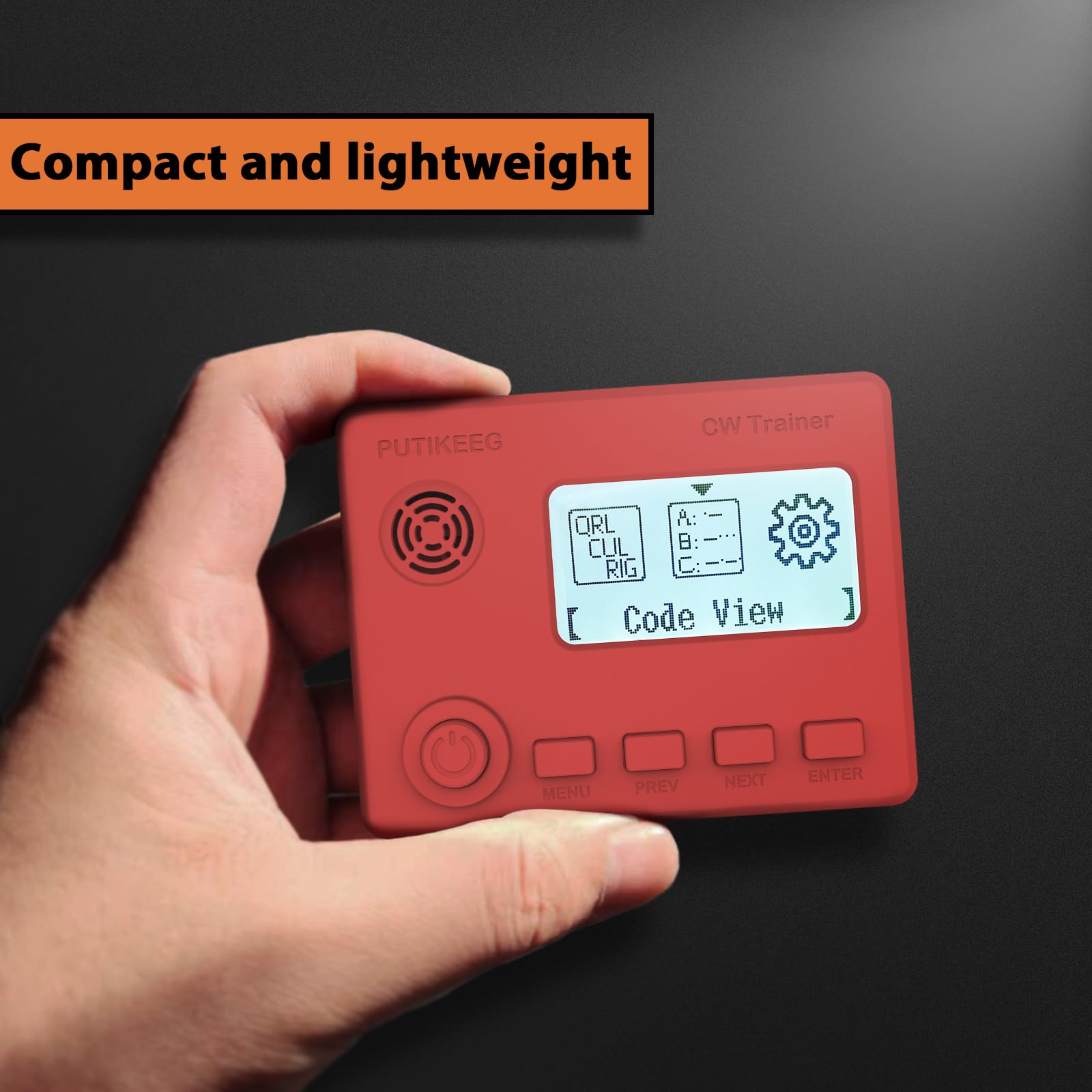 This red mini CW trainer with display has a built-in translation function that converts Morse code to text in real time, simplifying the learning process. Offers a variety of practice modes from basic to advanced to meet different stages of learning needs. Made of high quality materials to ensure durability and reliability. Equipped with an adjustable sound switch that allows you to turn the sound on or off as needed, making it easy to use in different environments. 
