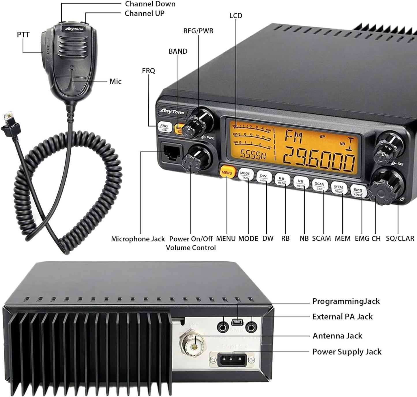 The AnyTone AT-5555N II 10 Meter Radio is the ideal choice for those in need of high-quality radios for trucks. Its powerful performance, user-friendly features, and robust design make it a top pick for reliable and efficient communication on the road. Whether you're a trucker needing dependable communication or a ham radio enthusiast looking for superior performance, this mobile transceiver has you covered.