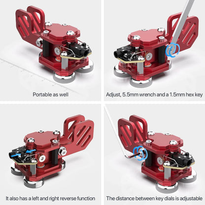 This is red one CW Keyer Automatic Morse Mini Crafted from aluminum, with magnetic paddle for comfortable use. Weighs 0.24LB (106g).perfect for outdoor use. Customize Dit &amp; Dah Paddle Distance for personalized comfort. Features left and right-hand switches for versatile operation. Includes 3.5mm Standard Stereo Receptacle for easy hookup.