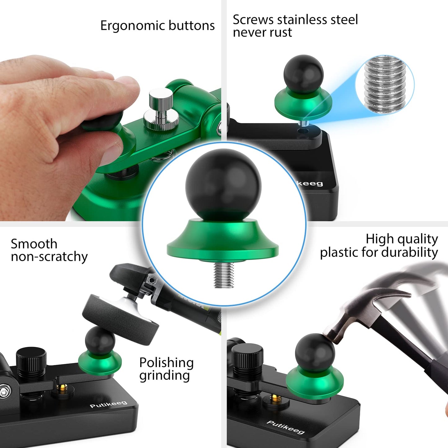 This 06 Green pushbutton replacement head is a universal fitting designed for Putikeeg Morse Straight Keys.