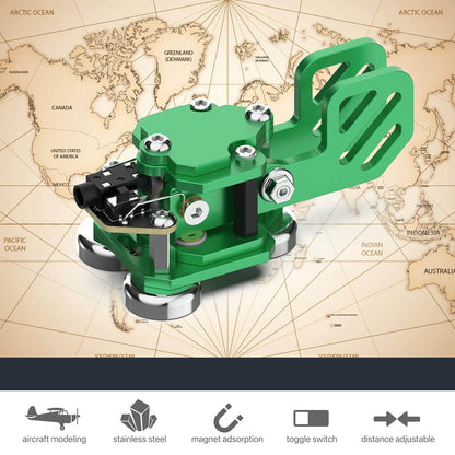 This is green one CW Keyer Automatic Morse Mini Crafted from aluminum, with magnetic paddle for comfortable use. Weighs 0.24LB (106g).perfect for outdoor use. Customize Dit &amp; Dah Paddle Distance for personalized comfort. Features left and right-hand switches for versatile operation. Includes 3.5mm Standard Stereo Receptacle for easy hookup.